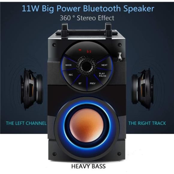 Bluetooth, Portable Wireless Speaker with Subwoofer Heavy Bass,2 Loud ,LED Light - Picture 4 of 6